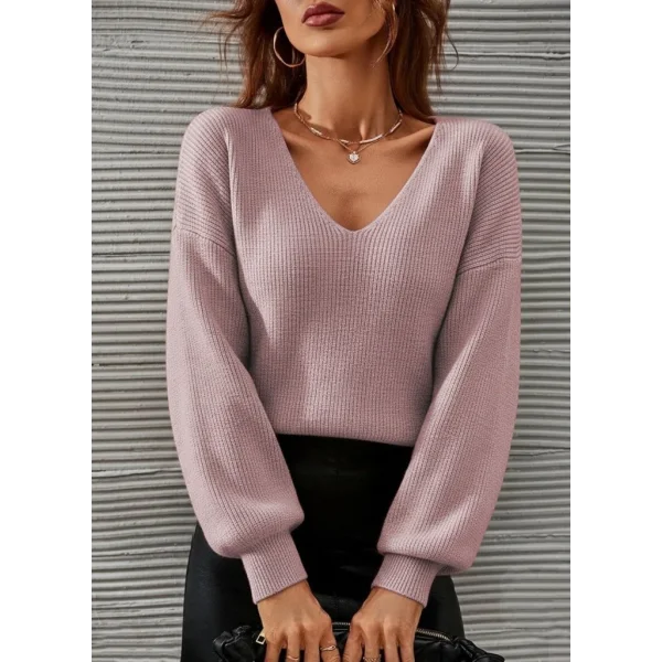 Kadın Uzun Kollu V Yakalı Triko Bluz