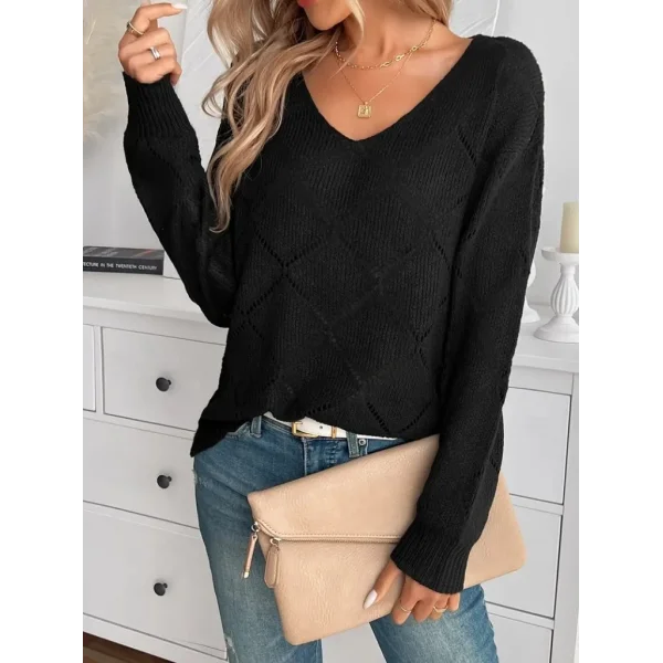 Kadın Uzun Kollu V Yakalı Triko Bluz