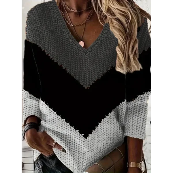 Kadın Uzun Kollu V Yakalı Triko Bluz
