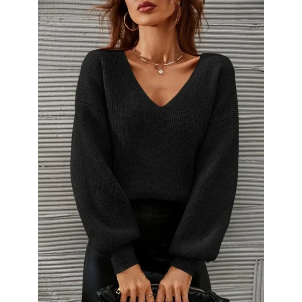 Kadın Uzun Kollu V Yakalı Triko Bluz