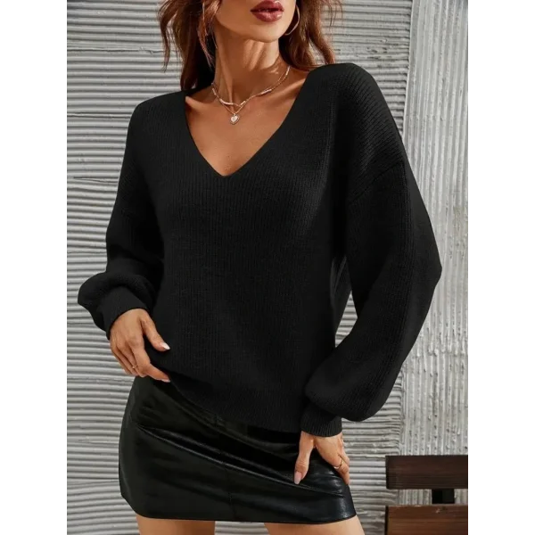 Kadın Uzun Kollu V Yakalı Triko Bluz