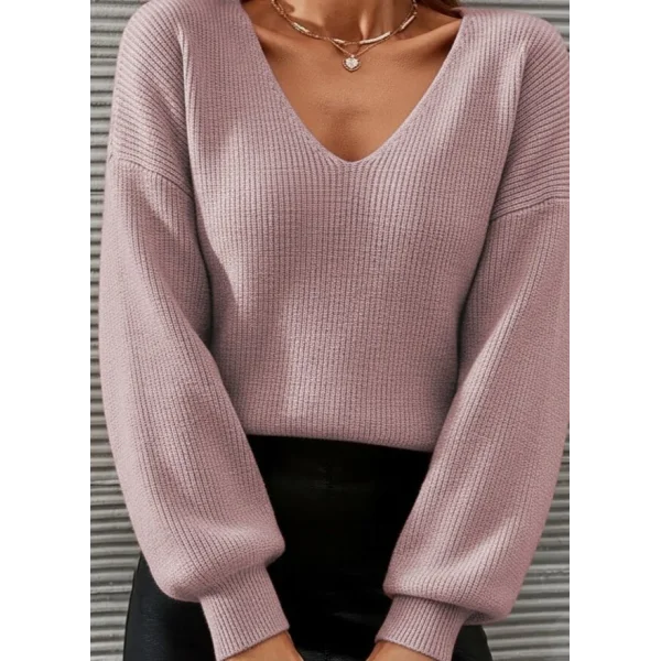 Kadın Uzun Kollu V Yakalı Triko Bluz
