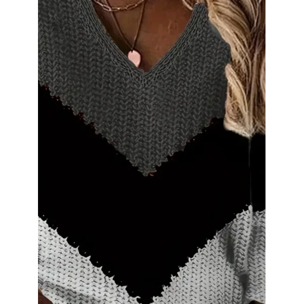 Kadın Uzun Kollu V Yakalı Triko Bluz