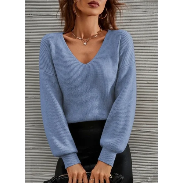 Kadın Uzun Kollu V Yakalı Triko Bluz