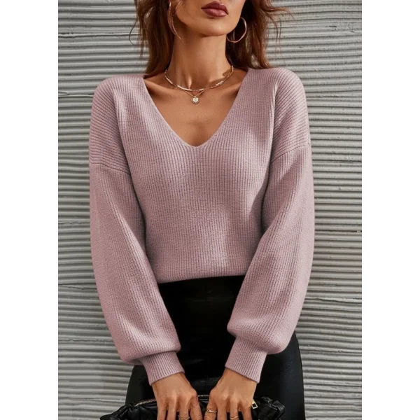 Kadın Uzun Kollu V Yakalı Triko Bluz