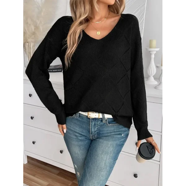 Kadın Uzun Kollu V Yakalı Triko Bluz