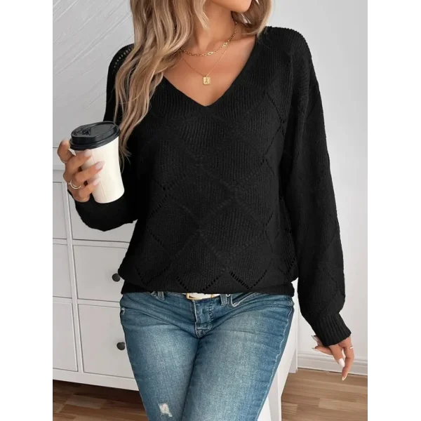 Kadın Uzun Kollu V Yakalı Triko Bluz