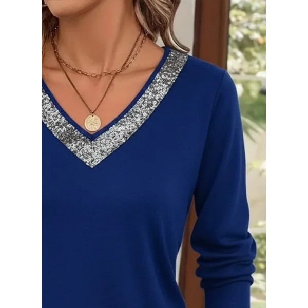 Kadın Uzun Kollu V Yakalı Viskon Bluz