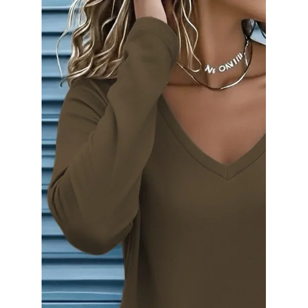 Kadın Uzun Kollu V Yakalı Viskon Iki Iplik Bluz