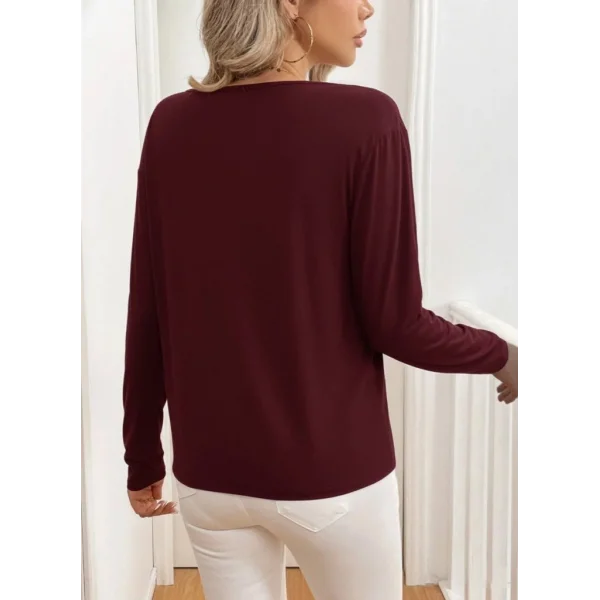 Kadın Uzun Kollu V Yakalı Viskon Iki Iplik Bluz