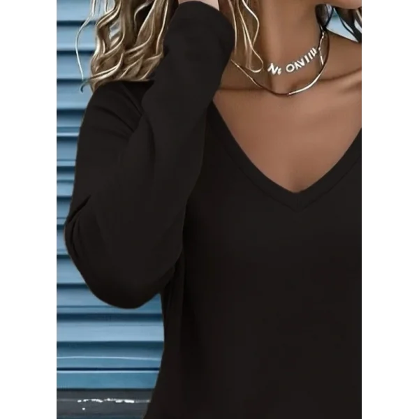 Kadın Uzun Kollu V Yakalı Viskon Iki Iplik Bluz