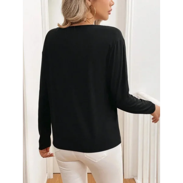 Kadın Uzun Kollu V Yakalı Viskon Iki Iplik Bluz