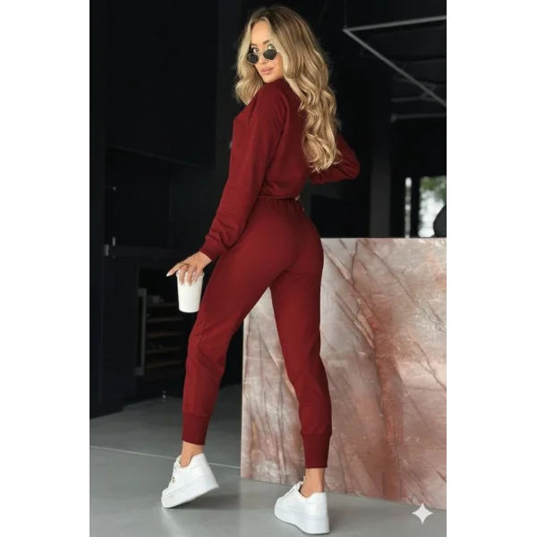 Kadın Uzun Kollu V Yakalı Viskon Iki Iplik Bluz Ve Pantolon Ikili Takım