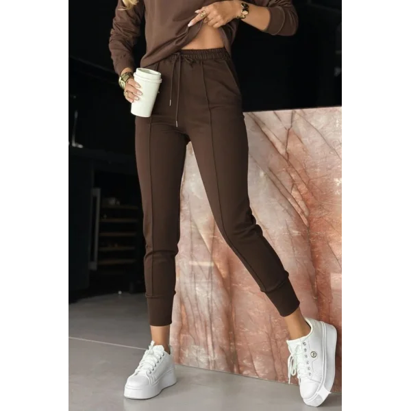 Kadın Uzun Kollu V Yakalı Viskon Iki Iplik Bluz Ve Pantolon Ikili Takım