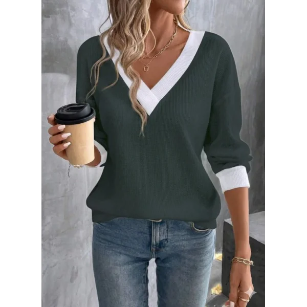 Kadın Uzun Kollu V Yakalı Waffle Bluz