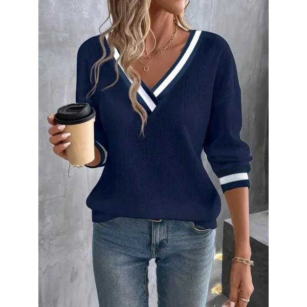 Kadın Uzun Kollu V Yakalı Waffle Bluz