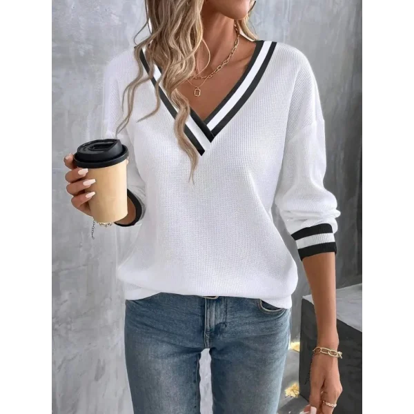 Kadın Uzun Kollu V Yakalı Waffle Bluz
