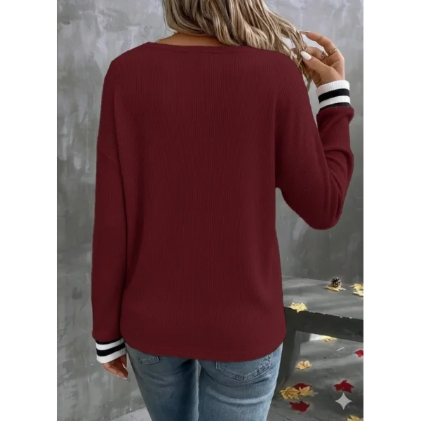 Kadın Uzun Kollu V Yakalı Waffle Bluz