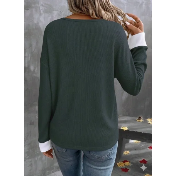 Kadın Uzun Kollu V Yakalı Waffle Bluz