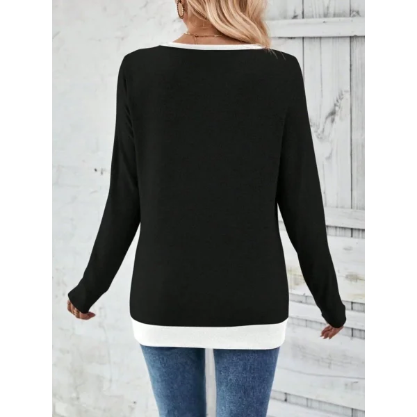 Kadın Uzun Kollu V Yakalı Yandan Düğmeli Yün Viskon Bluz