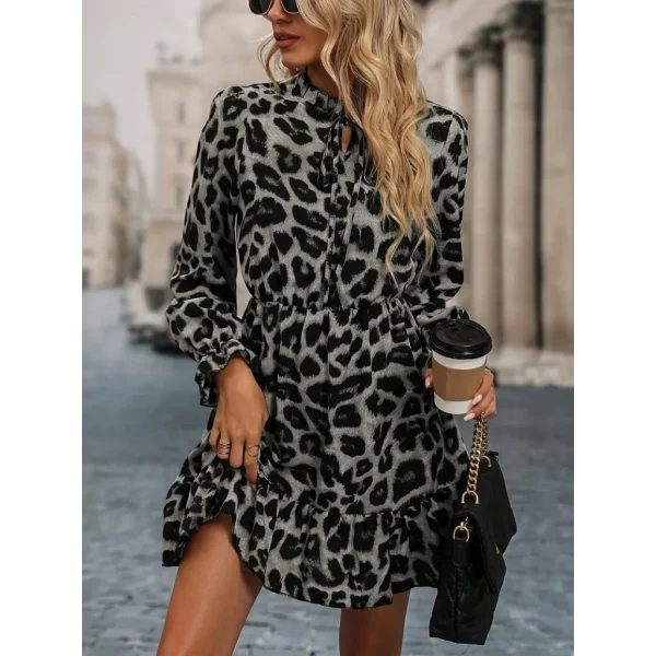 Kadın Uzun Kollu Yakadan Bağlamalı Beli Lastikli şardonlu Dalgıç Elbise