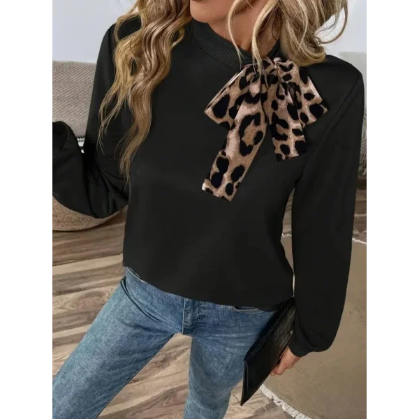 Kadın Uzun Kollu Yakadan Bağlamalı Viskon Iki Iplik Bluz