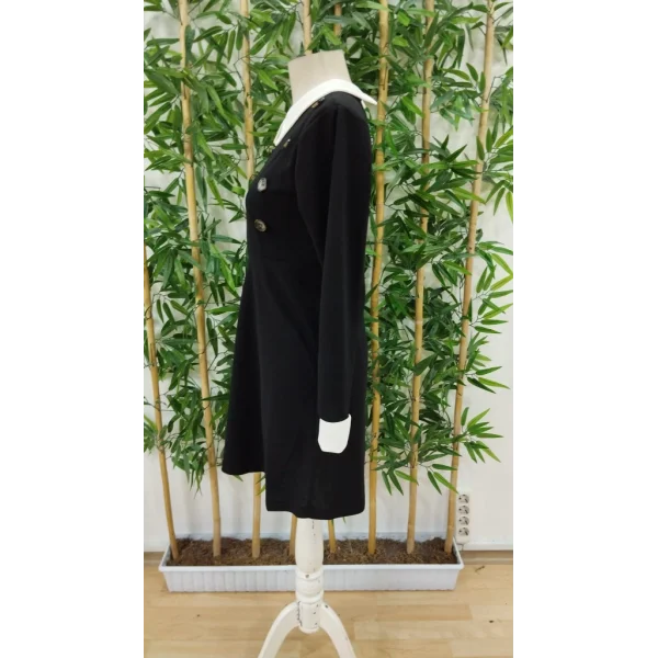 Kadın Uzun Kollu Yakalı A Kesim Kısa Ithal Krep Elbise