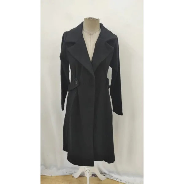 Kadın Uzun Kollu Yakalı Belde şerit Düğme Detaylı Cepli Mini Kaşe Kaban