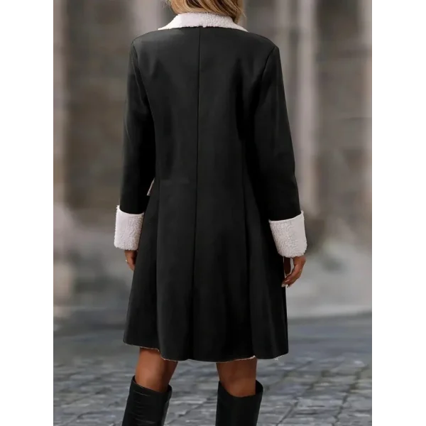 Kadın Uzun Kollu Yakalı Düğmeli Süet Mini Manto