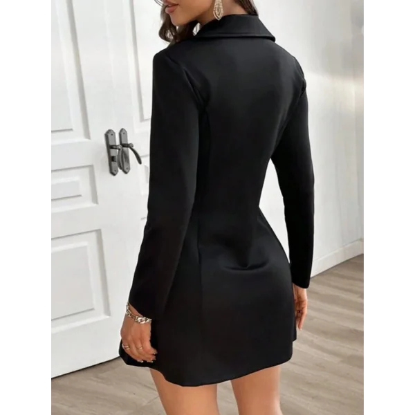 Kadın Uzun Kollu Yakalı Fermuarlı Düğme Detaylı Kısa Scuba Ceket