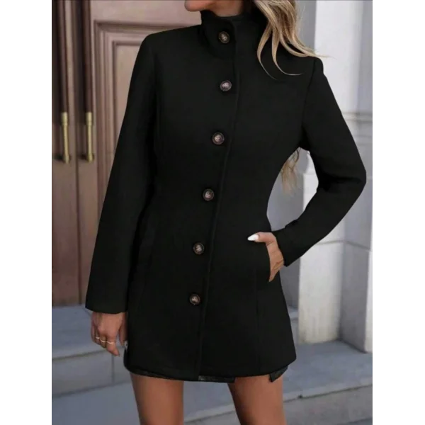 Kadın Uzun Kollu Yakalı önden Düğmeli Astarsız Ithal Kaşe Kaban