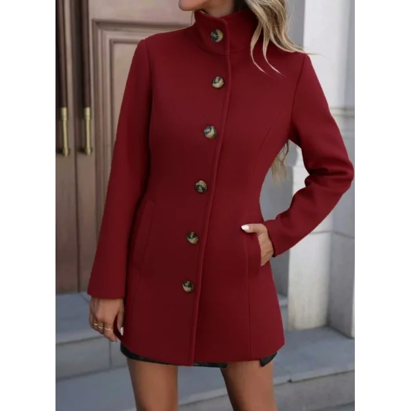 Kadın Uzun Kollu Yakalı önden Düğmeli Astarsız Ithal Kaşe Kaban