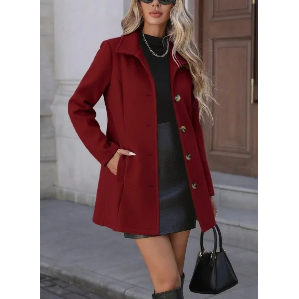 Kadın Uzun Kollu Yakalı önden Düğmeli Astarsız Ithal Kaşe Kaban