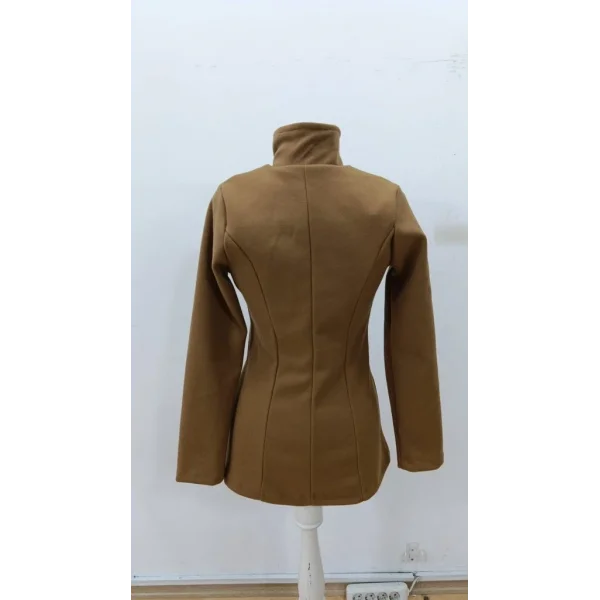 Kadın Uzun Kollu Yakalı önden Düğmeli Astarsız Ithal Kaşe Kahve Kaban