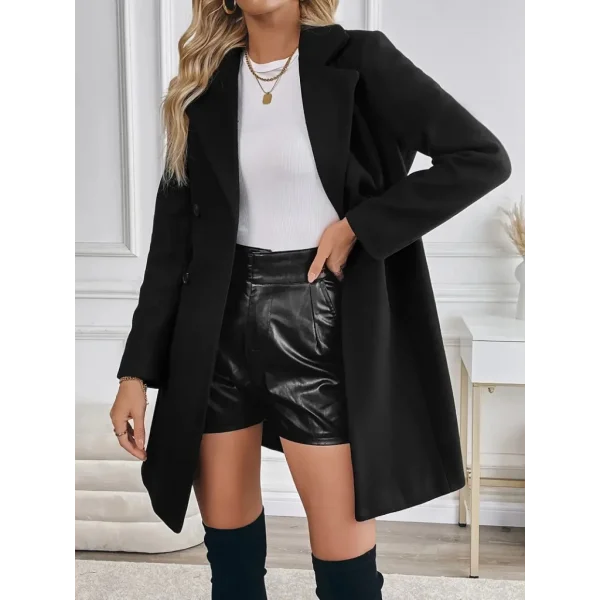 Kadın Uzun Kollu Yakalı önden Düğmeli Belden Kuşaklı Kısa Kaşe Kaban