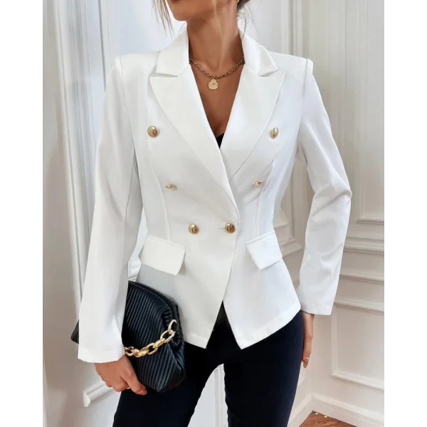 Kadın Uzun Kollu Yakalı önden Düğmeli Cep Detay Atlas Ceket