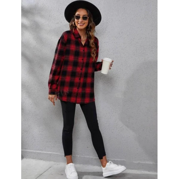 Kadın Uzun Kollu Yakalı önden Düğmeli Dokuma Gömlek