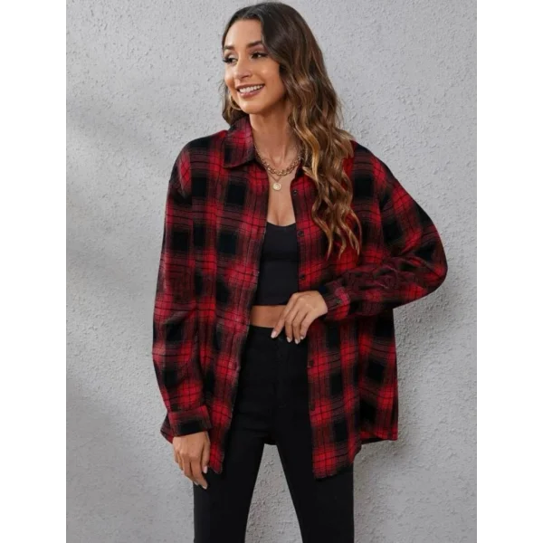 Kadın Uzun Kollu Yakalı önden Düğmeli Dokuma Gömlek