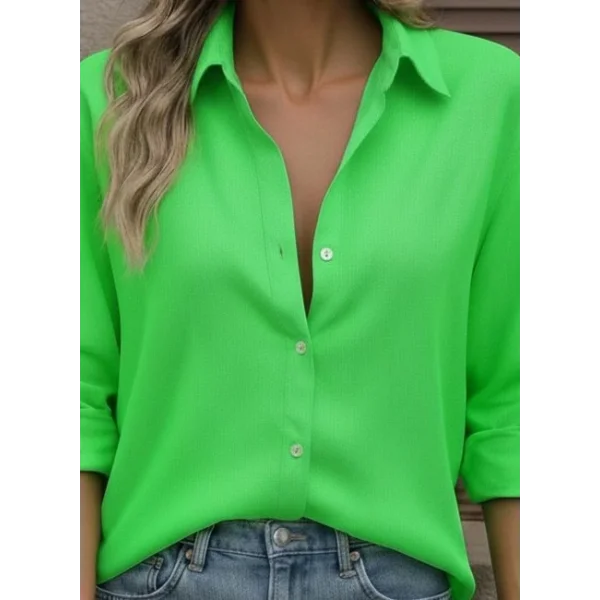 Kadın Uzun Kollu Yakalı önden Düğmeli Gömlek