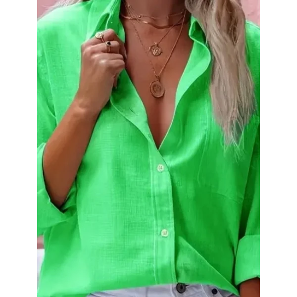 Kadın Uzun Kollu Yakalı önden Düğmeli Gömlek