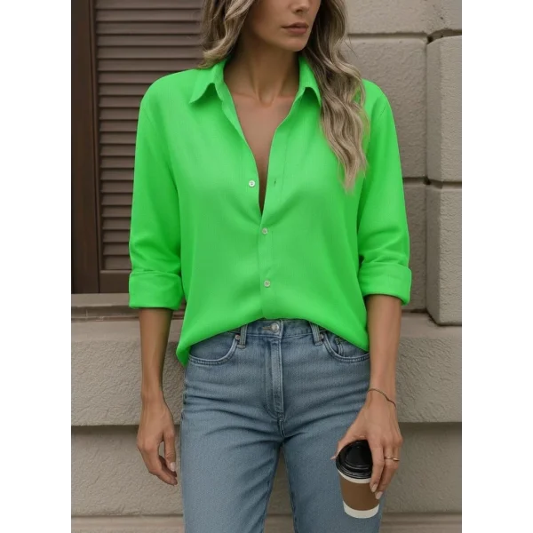 Kadın Uzun Kollu Yakalı önden Düğmeli Gömlek