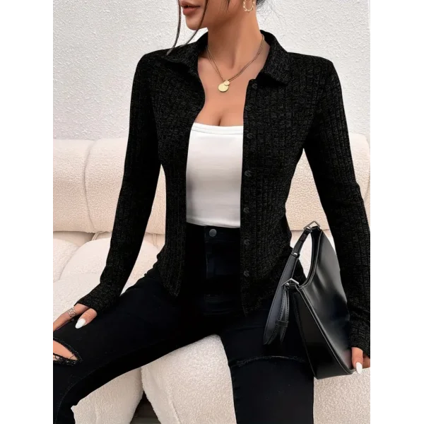 Kadın Uzun Kollu Yakalı önden Düğmeli Kısa Ceket