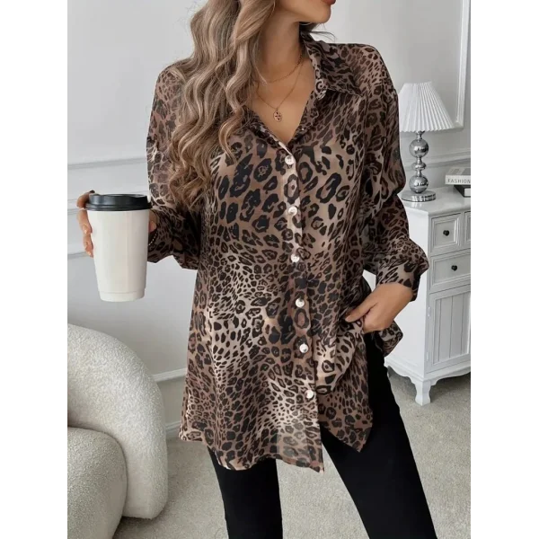 Kadın Uzun Kollu Yakalı önden Düğmeli şifon Gömlek