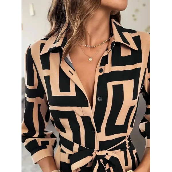 Kadın Uzun Kollu Yakalı önden Düğmeli Uzun Süprem Elbise