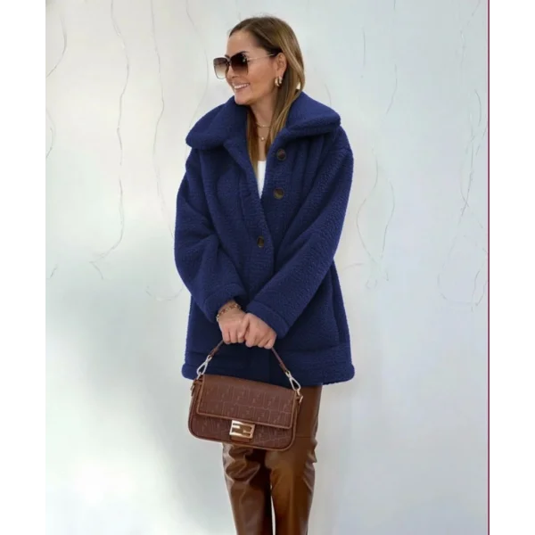 Kadın Uzun Kollu Yakalı önden Düğmeli Welsoft Kaban