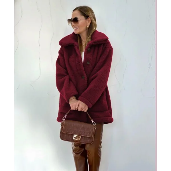 Kadın Uzun Kollu Yakalı önden Düğmeli Welsoft Kaban