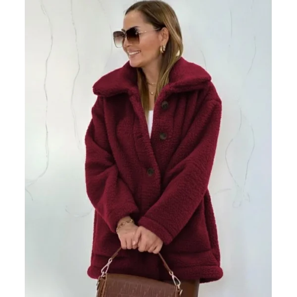 Kadın Uzun Kollu Yakalı önden Düğmeli Welsoft Kaban