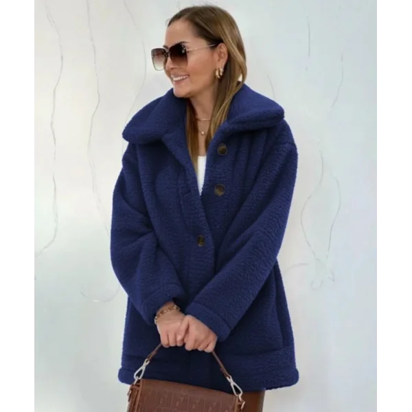 Kadın Uzun Kollu Yakalı önden Düğmeli Welsoft Kaban