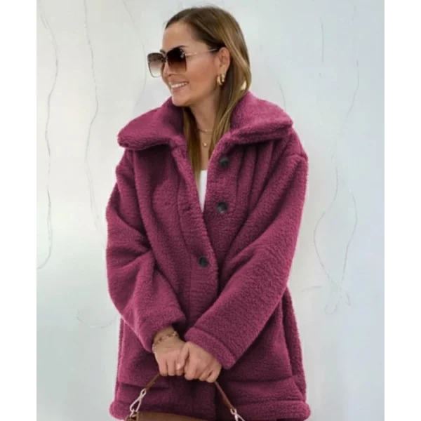 Kadın Uzun Kollu Yakalı önden Düğmeli Welsoft Kaban