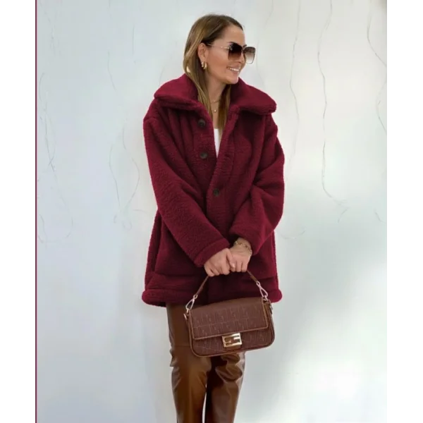 Kadın Uzun Kollu Yakalı önden Düğmeli Welsoft Kaban